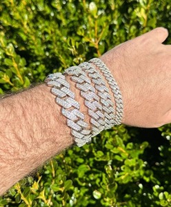 Bracelet cubain en argent 925 pour homme, serti de diamants, 16 mm, chaîne hip-hop avec fermoir à cadenas - Product Image 6