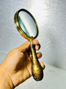OLD WORLD TREASURE HANDICRAFTS 4'' Handmade Durable Brass Magnifying Glass Brass Finish Wooden Handle Model MG-089 Modern Style - Product Image 3