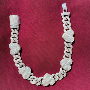 Pulseras de eslabones cubanos con incrustaciones de moissanita y colgante de trébol, joyería de lujo estilo Hip Hop - Product Image 3