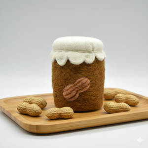 Pot à confiture décoratif en feutre de laine, fait main avec de la laine douce et écologique - Miniature réaliste avec amandes en feutre - Product Image 4