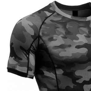 Camiseta Deportiva de Compresión para Hombre, Corte Ajustado, Cuello Redondo, Manga Corta, Transpirable, Spandex/Poliéster, Color Sólido, Estilo Urbano, 220 Gramos, Top de Entrenamiento - Product Image 3