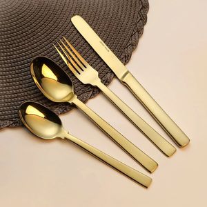 Ensemble de couverts de luxe vintage en or, 5 pièces, cuillère, fourchette, couteau en acier inoxydable, pour hôtel, restaurant, salle à manger - Product Image 5