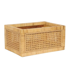 Vintage Artisan Rattan <b>Cane</b> Webbing Storage Basket <b>Shelf</b> Storage Bin For Home Hotel Restaurant Decor From Vienam Wholesales - Product Image 1