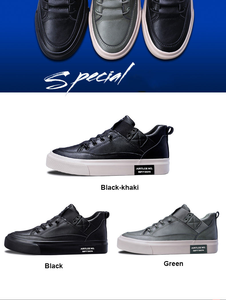 Zapatillas deportivas vulcanizadas negras de caña alta para hombre, hechas de cuero PU, elegantes zapatillas casuales con plataforma. - Product Image 5