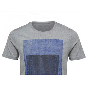 Camiseta de Manga Corta Gris para Hombre, con Estampado Sólido, Cuello Redondo, Corte Regular, Informal, Tejida, 100% Algodón - Product Image 3