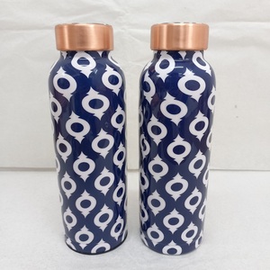 Stylish <b>copper</b> water <b>bottle</b> with polished surface ideal for <b>drinking</b> water supports wellness at home office gym travel - Product Image 1