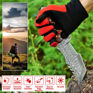 Cuchillo de Caza y Supervivencia de Acero de Damasco Hecho a Mano, Nuevo, con Mango de Cuerno de Toro, Hoja Fija de Espiga Completa de 6 Pulgadas, Ambidiestro y Duradero - Product Image 5