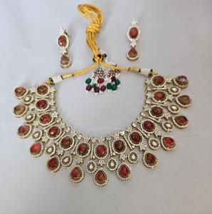 Conjunto de joyería de collar de alta calidad con piedra natural con el último conjunto de joyería de moda de diseño de joyería de color rosa de La India - Product Image 5