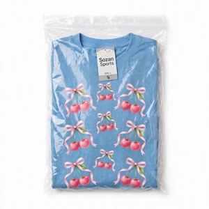 Camiseta Casual de Manga Corta con Cuello Redondo y Estampado de Letras para Mujer, Azul, Poliéster/Algodón, Verano - Product Image 6