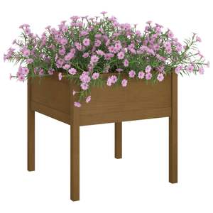 Jardinière en bois de pin massif brun miel 27,6x27,6x27,6 po Pots et jardinières - Product Image 3