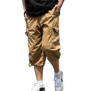 Men Cotton Cargo Capris Loose Fit Multi Pocket Knee Length Casual Outdoor Lightweight Shorts - Product Image 1