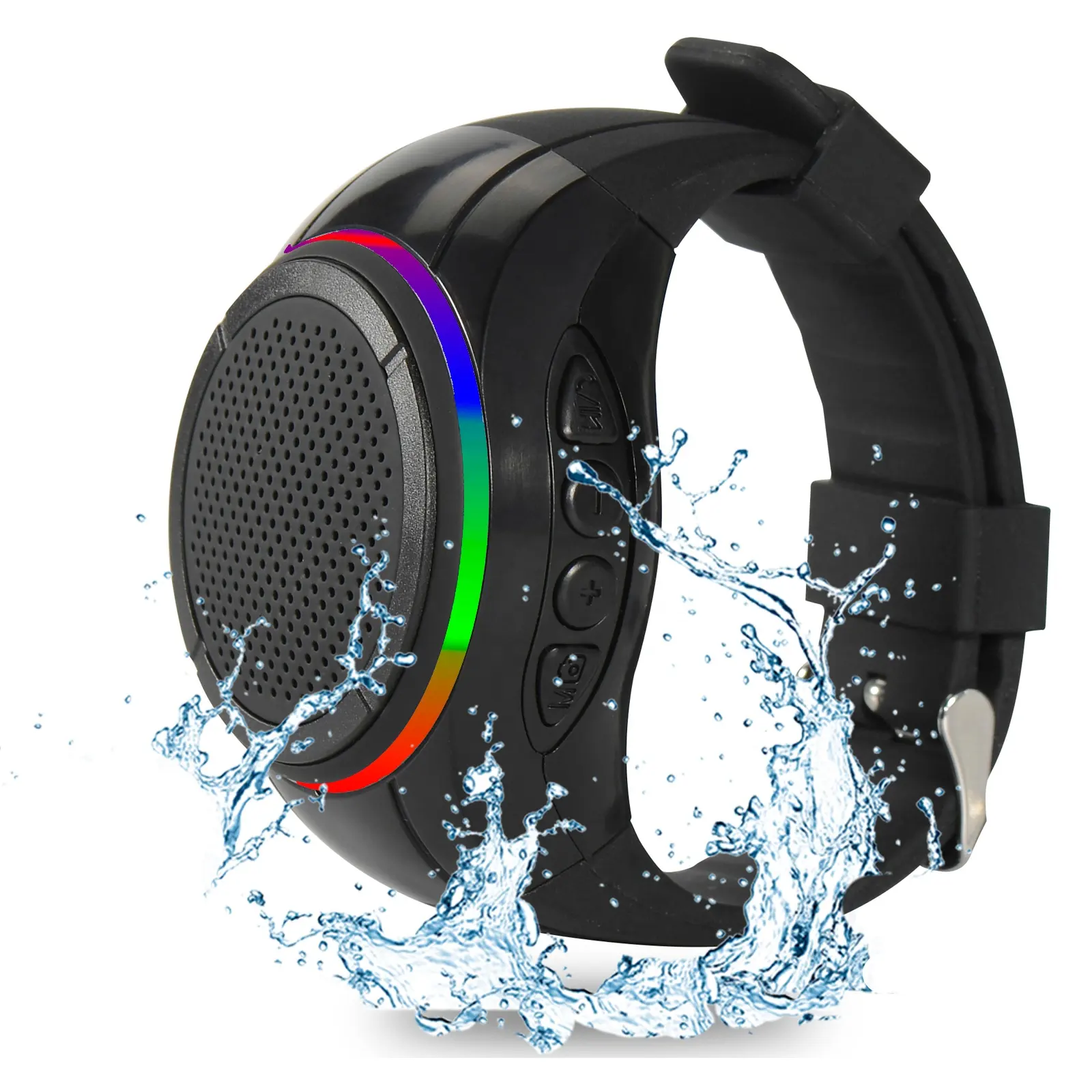 Frewico X10 Altavoz Bluetooth portátil a prueba de agua Reloj Altavoz Bluetooth portátil con luz LED intermitente para deportes al aire libre