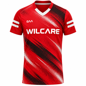 Men's White Blue Sublimation Printed V Neck Jersey Sublimation printed V neck jersey Men's white blue <b>leisurewear</b> GAA style - Product Image 5
