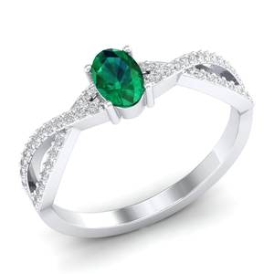 Anillo de Plata de Ley 925 con Esmeralda Ovalada de 0.5Ct y Moissanita para Mujer, Joyería Fina, Precio de Fábrica REYES - Product Image 2
