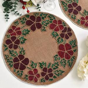 Handmade <b>beaded</b> <b>placemat</b> christmas multicolor round table mat joot centerpiecehouse warming gift - Product Image 1