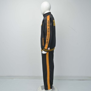 Conjunto Deportivo Negro para Hombre, Manga Larga, Cierre de Cremallera, con Bolsillos Laterales, Color Sólido, Ropa de Otoño, Transpirable, Corte Regular, Estilo Urbano - Product Image 5