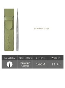 LIGHTEYES Extension de cils Pince à épiler droite livrée avec un boîtier en cuir vert - Product Image 4