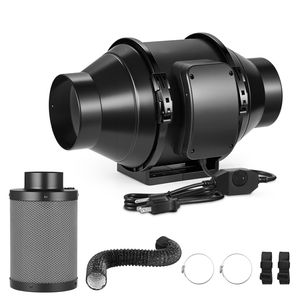 Ventilatore Assiale Inline da 4 Pollici 180 CFM con Regolatore di Velocità e Filtro a Carbone per Sistema di Ventilazione e Riscaldamento - Product Image 1