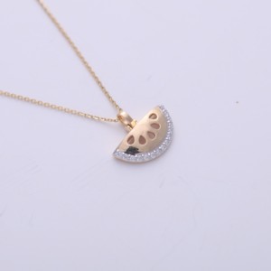 IGI Certified Lab Grown Diamond Watermelon Slice Pendant in <b>Solid</b> 925 Sterling <b>Silver</b> - Product Image 5