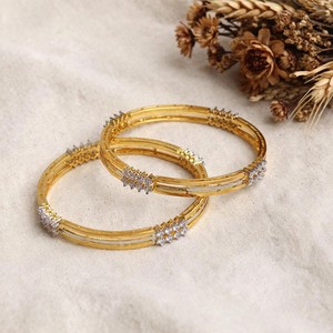 ชุดกำไลข้อมือประดับคริสตัลเพทายสวยงาม ชุบทอง 18K สำหรับผู้หญิง เครื่องประดับเจ้าสาวงานแต่งงานสุดคลาสสิก - Product Image 2