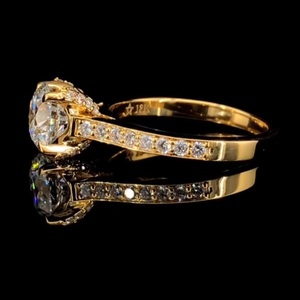 Bague solitaire en or jaune 14 carats avec diamant brillant de 2,0 carats cultivé en laboratoire, diamants sertis pour femmes, certifiée IGI, bijoux de fiançailles - Product Image 3
