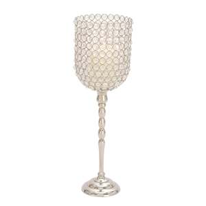Silver Candle <b>Stand</b> with <b>Glass</b> Sleeve 19 Inch Durable Home Decoration - Product Image 2