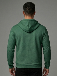 Custom Men's Full <b>Zip</b> Hoodie Textured Fleece Sweatshirt Casual Hooded <b>Jacket</b> with Kangaroo Pocket for Daily Wear - Product Image 2