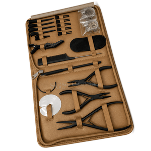 Kit professionnel de pinces à extensions de cheveux I-Tip noir mat avec crochets, perles, boîte, fils et aiguilles en C en acier inoxydable de qualité chirurgicale - Product Image 5
