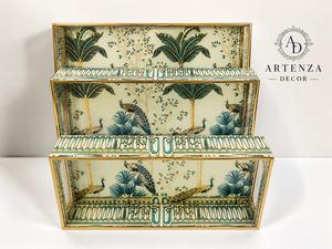Luxury Printed <b>Decorative</b> Tray Set Gold Foil <b>Edge</b> Wooden Serving Platter Rectangle <b>Decorative</b> Tray for Party Wedding - Product Image 1