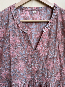 Vestido indio de algodón estampado a mano, 100% bordado floral, estilo casual, largo, tipo túnica, a precio de fábrica. - Product Image 2