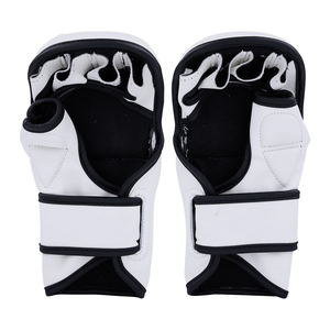 Gants de boxe MMA en cuir blanc et noir pour adultes, avec sangle de poignet réglable, antidérapants, équipement d'arts martiaux - Product Image 6