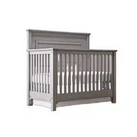Cuna Moderna de Madera para Niños, Cama para Bebés, Color Gris, Cunas para Dormitorio o Guardería