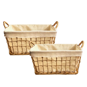 Cesta de Almacenamiento de Alta Calidad Hecha de Jacinto de Agua Natural, Ratán y Bambú, para Ropa y Almacenamiento, con Forro de Algodón en el Interior - Product Image 1