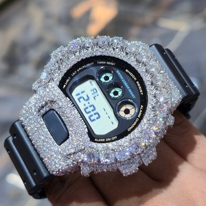 Reloj Iced Out con Moissanita, Estilo Digital Analógico de Cuarzo Mecánico, Caja Redonda, Correa de Acero Inoxidable, Resistente al Agua - Product Image 5