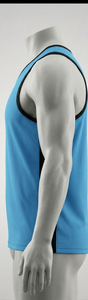 Men's Blue <b>Mesh</b> Tank Top Round Neck Sleeveless Breathable Regular Fit All Seasons 100% Polyester Solid Color - Product Image 2