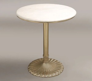 Table d'appoint ronde en laiton finition laiton avec plateau en marbre, design Art Déco, base plaquée or pour la décoration de salle à manger, table d'appoint - Product Image 1