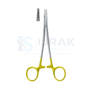 Porte-aiguille Castroviejo en acier inoxydable chirurgical Ijrak, forceps chirurgical manuel à pointe de sécurité, courbé, droit, à dents - Product Image 1