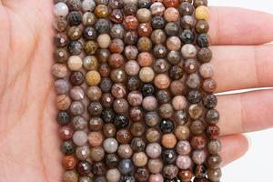 ลูกปัดไม้หินแจสเปอร์สีน้ำตาลขนาด 6 มม. ของแท้จากธรรมชาติ รูปทรงกลมเหลี่ยมเล็กๆ แบบไม่มีเจียระไน จำนวนมาก - Product Image 4