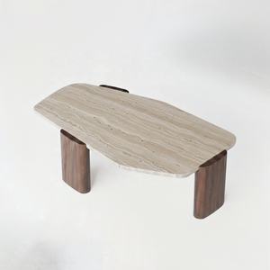 Mesa de Centro Contemporánea de Madera Maciza y Mármol para Sala de Estar, Hotel, Restaurante, Bar y Villa - Product Image 1
