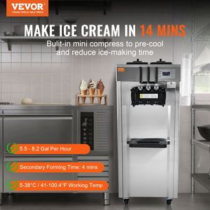 1850W macchina Per gelato morbido commerciale 3 gusti 5.3 7.4 gallone all'ora pannello LCD Auto pulito Per ristoranti Snack bar argento - Product Image 2