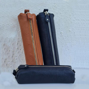 กระเป๋าใส่ปากกาหนัง PU มีซิปกระเป๋าใส่ปากกามีซิป (สีดำสีน้ำตาล) - Product Image 4