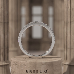 Triple Row <b>Diamond</b> <b>Ring</b> in 14K Gold Round & Baguette Lab Grown <b>Diamonds</b> Luxury Stackable Wedding Band - Product Image 6
