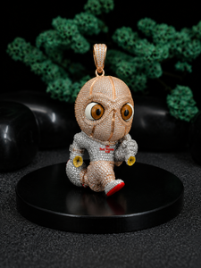 Pendentif Astronaute Cartoon Plaqué Or Rose Moissanite Sertie Luxe Hip Hop Collier en Argent 925 Unisexe Cadeau Anniversaire Mariage - Product Image 3