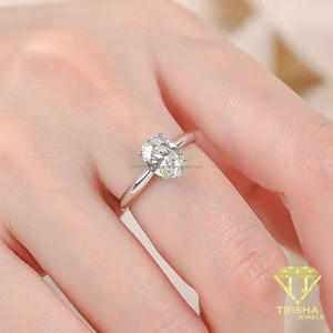 Elegant Oval Cut Moissanite <b>Diamond</b> <b>Ring</b> 925 Sterling Silver Solitaire Engagement Wedding Jewelry For Women By Trisha Jewels - Product Image 5