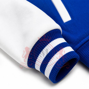 Premium Royal Blue <b>White</b> Letterman <b>Jacket</b> Classic Snap Button Closure Ribbed Collar Comfortable Casual Everyday Wear - Product Image 6