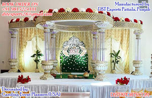 Mandap de mariage Royal Touch, thème de mariage élégant, ensemble de mandap en FRP, mandap blanc exclusif en fibre sculptée, Perth - Product Image 6