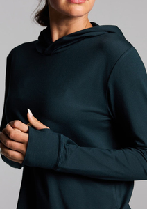 Sweat-shirt à capuche à manches longues pour femme, couleur unie, respirant, en polyester tricoté, pour l'automne - Product Image 4