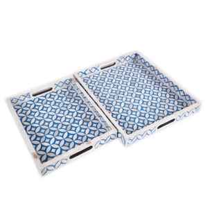 Nuevas y elegantes bandejas de resina y con incrustaciones de nácar para servir y almacenar, ideales para bodas, Ramadán, Eid, festividades. Platos y bandejas cuadradas modernas para servir. - Product Image 3