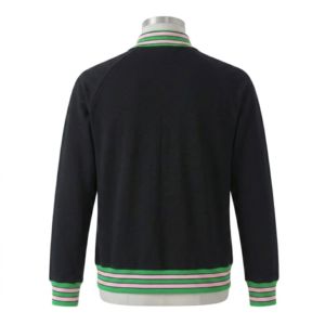 Chaqueta Varsity Personalizada AKA de Forro Polar Negro, Unisex, en Negro, Verde y Rosa, con Cierre Completo, Estilo Casual, Prenda Exterior Premium - Product Image 2
