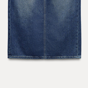 Falda vaquera para mujer, MOQ bajo, alta calidad, falda vaquera midi para mujer, estilo moderno con bolsillos. - Product Image 5